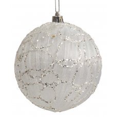 Χριστουγεννιάτικη Μπάλα Ασημί με Στρας (10cm)